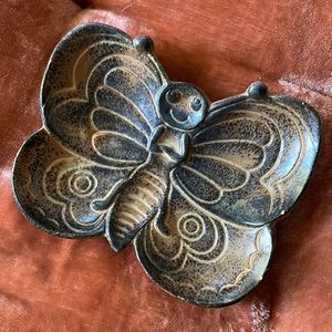 Adorable vintage butterfly handmade ceramic soap dish or jewelry holder